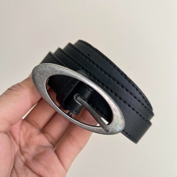 vintage black american western simple designer black oval belt - Picture 8 of 8